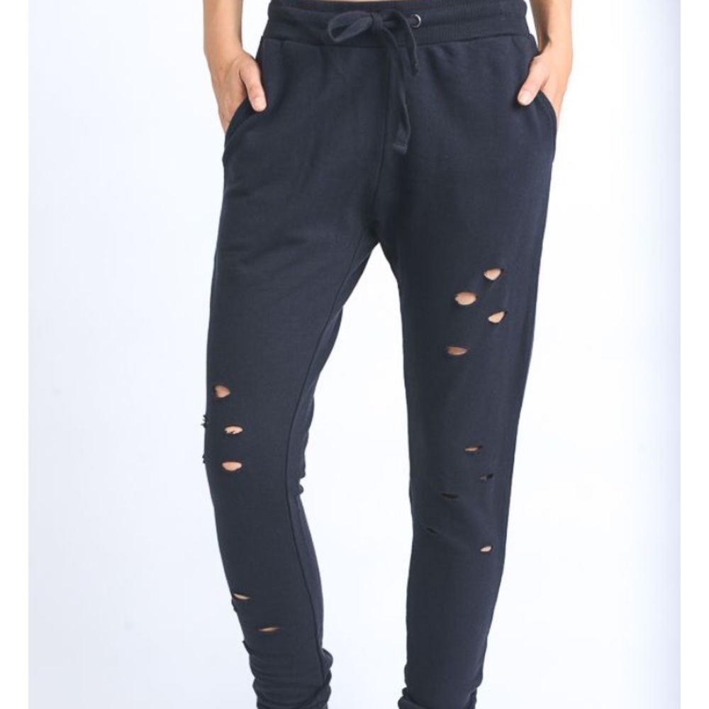 Black Distressed Joggers